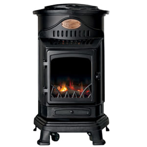 Poêle à gaz 3,4 KW Noir Effet poêle à bois Fonte véritable Provence Universal - UNIVERS DU PRO